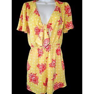 Lost + Wander Yellow Orange Pink Floral Shorts Outfit Romper Size XS